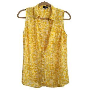 The limited Yellow sleeveless collared shirt Yellow and white Size M